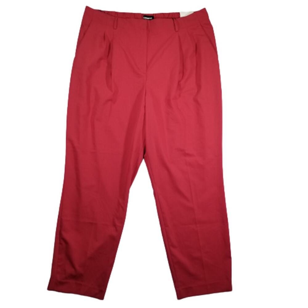 Women's Express Red Pleated Ankle High Rise Pants, Size XL, New